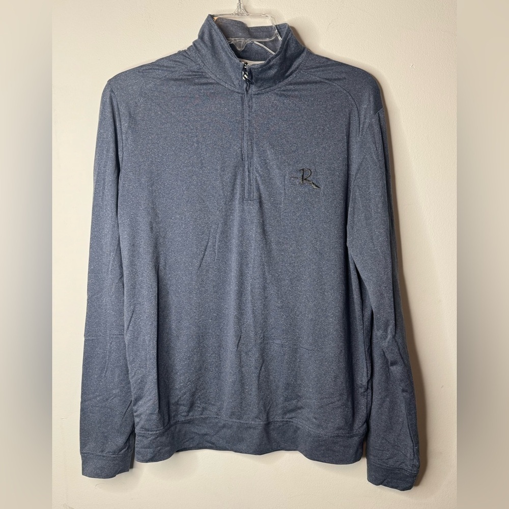Johnnie O Flex Mens Size Small Quarter Zip Golf Blue Sweater Athletic Mock Neck